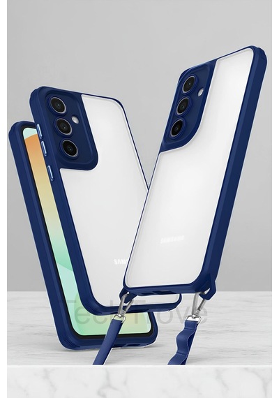 Samsung Uyumlu Galaxy A14 Kılıf Kamera Korumalı Şeffaf Arka Yüzeyli Askı Aparatlı Kapak