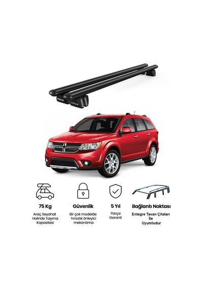 Pençe Dodge Journey Ara Atkı 2012-2020 Uyumlu Siyah Ara Atkı Port Bagaj Tavan Barı