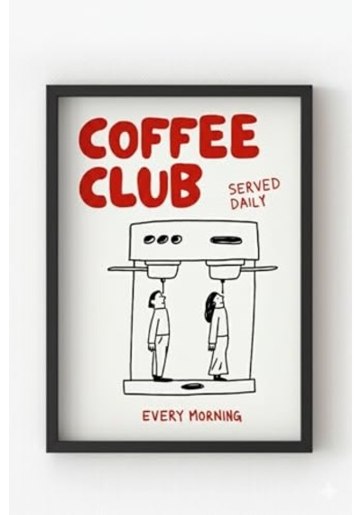Tr Siyah Ahşap Çerçeveli Coffee Club Poster Kahve Temalı Tablo Ev Dekoru Siyah Çerçeveli 10 X 15 Diğer