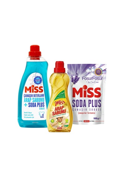 Miss Sıvı Çamaşır Deterjanı - Soda Plus - Arap Sabunu 3 Lü Temizlik Seti Diğer