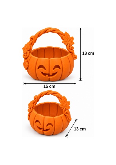 Halloween Cadılar Bayramı Balkabağı Şeker Sepeti - Sepet Mini Şekerlik Parti Dekoru Turuncu Turuncu