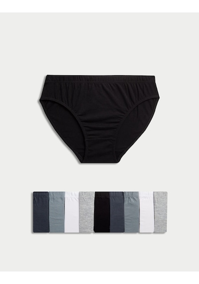 Marks & Spencer Saf Pamuklu 10'lu Brief Külot (2-14 Yaş) T71001458V Gri