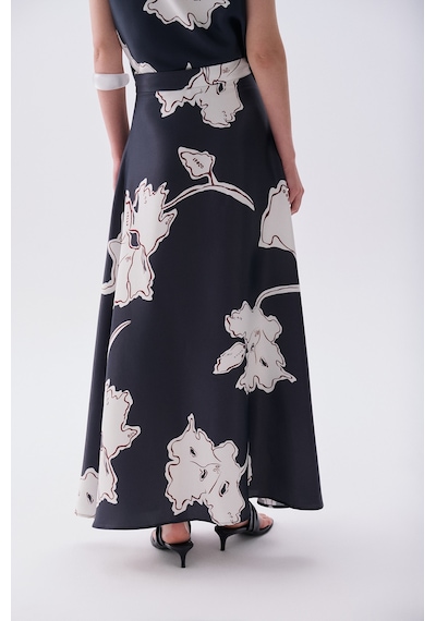 Mudo Kadın Kadın Lacivert Floral Desenli A Form Midi Etek 1267427