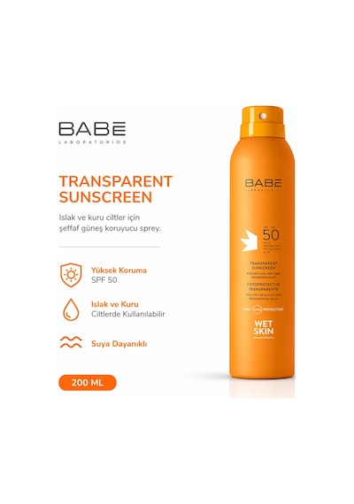 Transparent Sunscreen Wet Skin-Transparan Sprey Güneş Kremi SPF50 200 ML