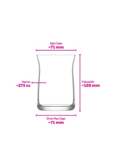 Lav Vera Cam Su Bardağı 6'lı 275 ml (Meşrubat Bardağı)