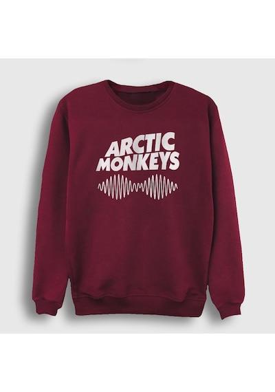 Presmono Unisex Cover Arctic Monkeys Sweatshirt Bordo