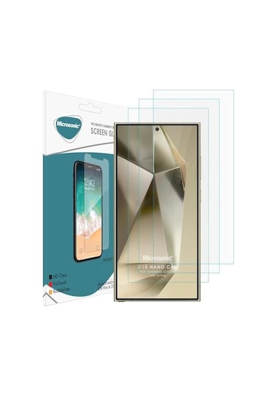 Galaxy S24 Ultra Screen Protector Nano Glass Cam Ekran Koruyucu 3 Lü Paket Galaxy S24 Ultra İle Uyumlu Ekran Koruyucu - Şeffaf