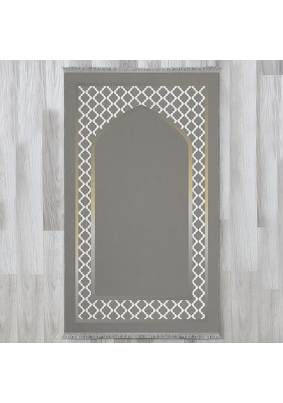Evaşk Namazlık Dokuma Halı Kaymaz Muslumana Seccade80 x 130 Gri EVASK803C80