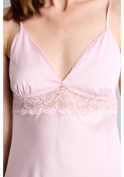 Defacto Regular Fıt V Yaka Saten Askılı Açık Pembe Gecelik H0364ax26smpn648 Pembe-pn648