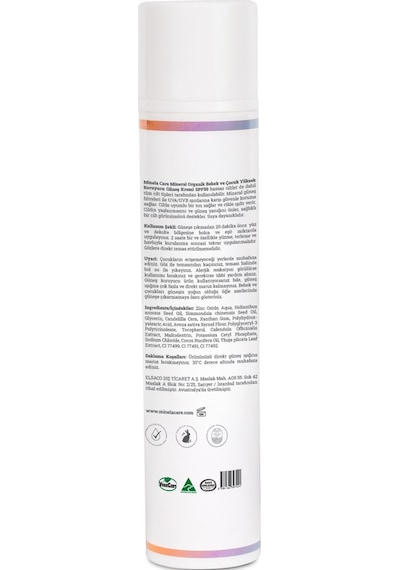 Minela Care Organik Mineral Filtreli Bebek Ve Çocuk Güneş Kremi SPF50 110 G