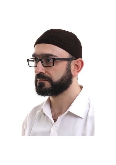 Kahverengi Kışlık Nokta Desenli Orlon Namaz Takkesi