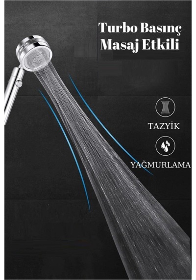 Duş Başlığı Turbo Basınçlı Masaj Etkili Temizlenen Bilir Su Tasarruflu Duş Başlığı Yeni Model Plasti Diğer