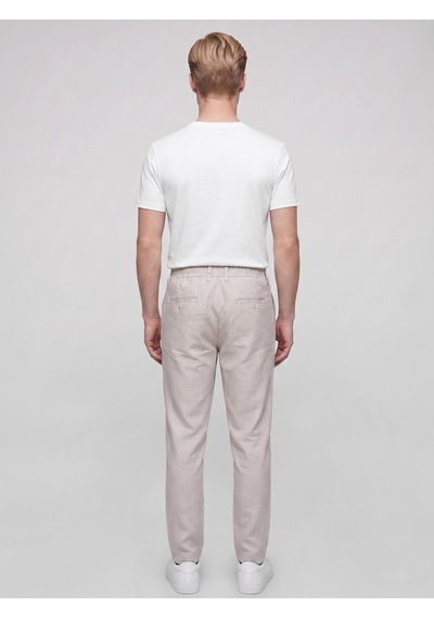 Plus Scorpion Erkek Yazlık Bağcıklı Kumaş Pantolon Slim Fit Rahat Kesim Günlük Pantolon Bej