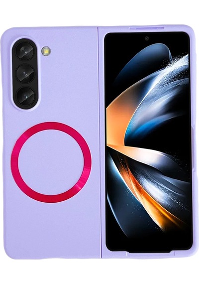 Newface Samsung Galaxy Uyumlu Z Fold 5 Kılıf Mata Fold Kapak Glblseme - 43 - Lila