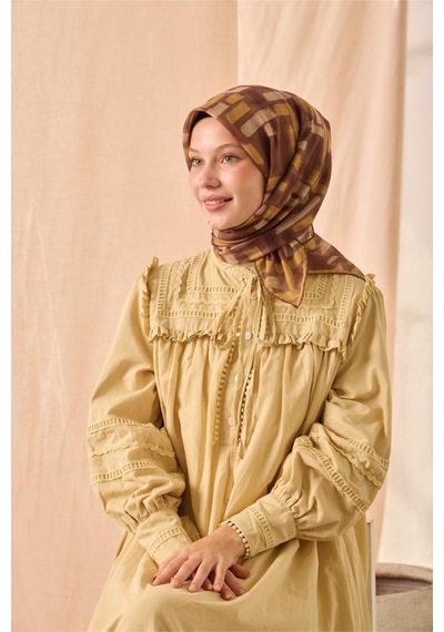 Silk Home Soft Eşarp 73096-10 Kahverengi, Krem, Acı Kahve, Hardal