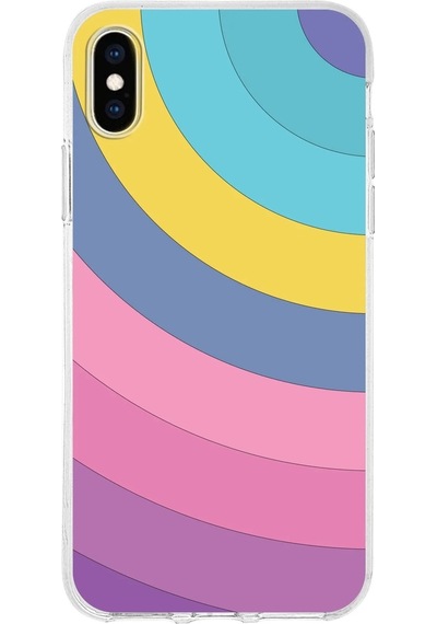 Apple Uyumlu iPhone X  Kapak Renk Cümbüşü Tasarımlı Şeffaf Silikon Kılıf