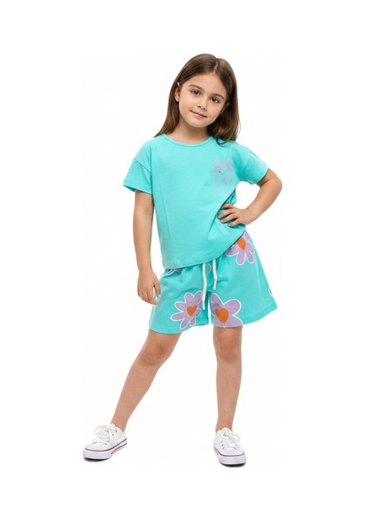 Toontoy Kids Toontoy Kız Çocuk 2'li Şortlu Takım Bisiklet Yaka Kısa Kollu Baskılı Tişört - Beli Lastikli Bağlamalı Baskılı Şort 25035 Mint Yeşili Toontoy Kids Toontoy Kız Çocuk 2'li Şortlu Takım Bisiklet Yaka Kısa Kollu Baskılı Tişört - Beli Lastikli Bağlamalı Baskılı Şort 25035 Mint Yeşili