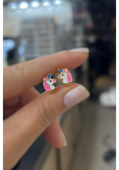 Gümüş Renkli Unicorn Çocuk Küpesi Diğer