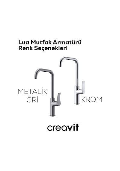 Creavit Lua Şelale Mutfak Armatürü Metalik Gri Bt.lu8500gr