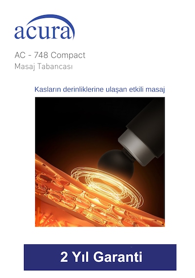 Ac-748 Compact 6 Kademeli 4 Başlıklı Masaj Tabancası Siyah