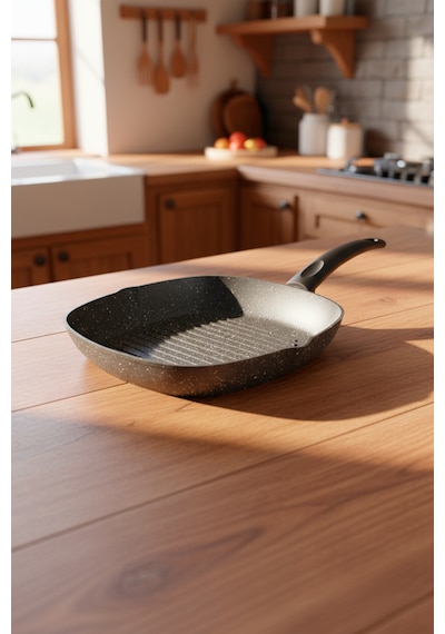 Bernardo Carolin 2 Parça Grill Tava Seti Gri 26 cm -28 Cm