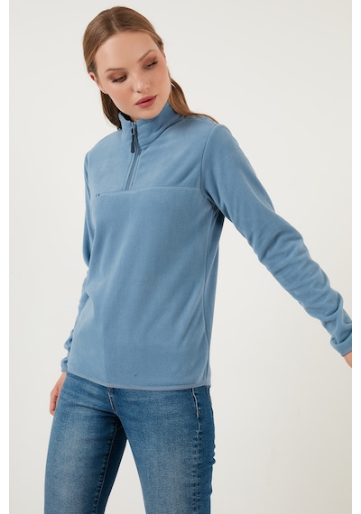Lela Slim Fit Yumuşak Dokulu Anti-Pilling Tüylenme Yapmayan Yarım Fermuarlı Bayan Polar 5907000 Açık Mavi