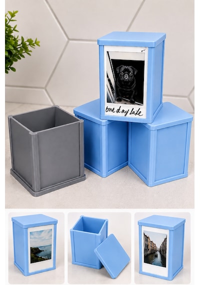 Mini Anı Fotoğrafı Saklama Kutusu Çerçeveli Kapaklı Dekoratif 3d Baskı