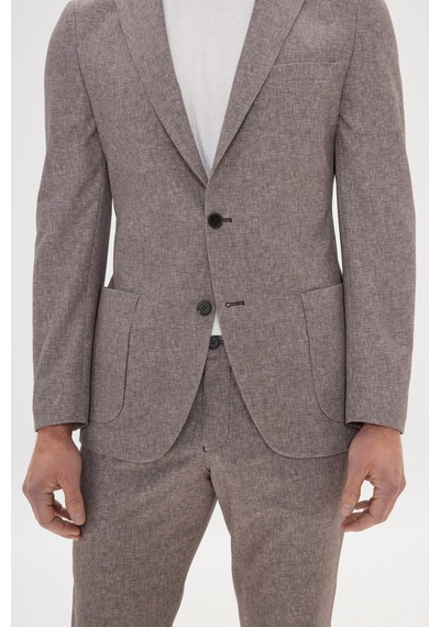AC&Co / Altınyıldız Classics Erkek Vızon Slim Fit Dar Kesim Mono Yaka Beli Bağlamalı Desenli Takım Elbise Vızon