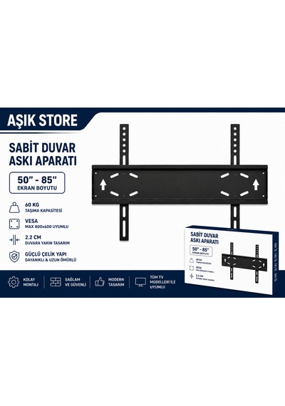 Sabit Tv Askı Aparatı 50 85" Vesa 800 600 60 Kg