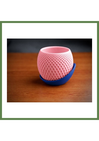 Bezos 3d Baskı Küre Saksı - Kafes Dokulu İki Parçalı Dekoratif Saksı - Pembe-mavi Hb006 95046507