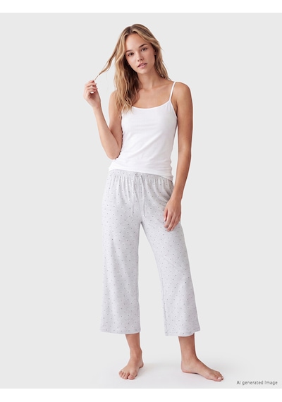Lcw Dream Gri Puantiyeli Kadın Kapri Pijama Altı