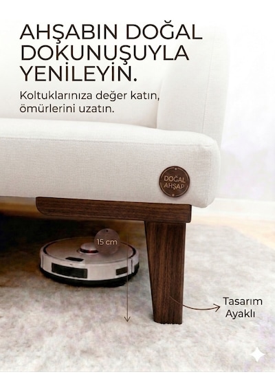 1. Sınıf Gürgen Ağacı Koyu Ceviz Küt Mobilya Kanepe Koltuk Tv Ünitesi Mobilya Ayakları 5 Li Set Köşe Ayak Ve Destek Ayağı 15 Cm Robot Süpürge Uyumlu