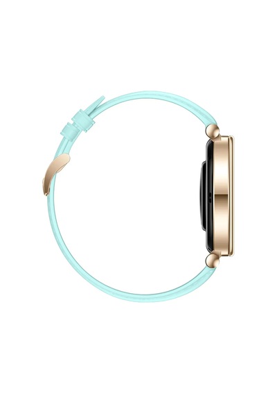 Huawei Watch Gt5 Pro 42mm İle Uyumlu Starlight Gold Metal Tokalı Deri Zarif Şık Kordon