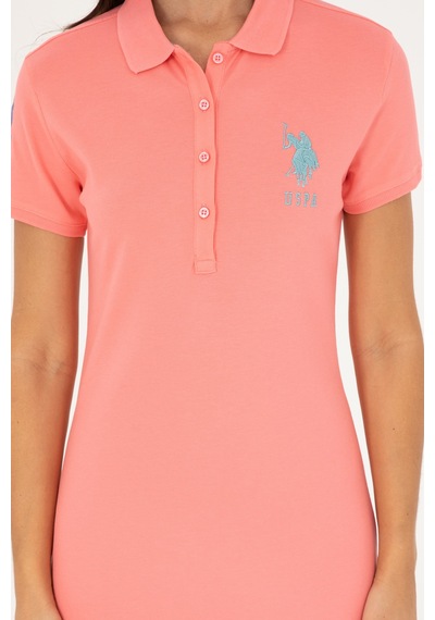 U.S. Polo Assn. Kadın Pembe Polo Yaka Mini Boy Örme Elbise 50280064-VR105