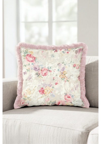 Romantik Çiçek Gül Bahçesi Saçaklı Yastık Kılıfı - Vintage Floral Krem Pembe Püsküllü Kırlent Kılıfı Puslu Lagün Lime Romantik Çiçek Gül Bahçesi Saçaklı Yastık Kılıfı - Vintage Floral Krem Pembe Püsküllü Kırlent Kılıfı Puslu Lagün Lime