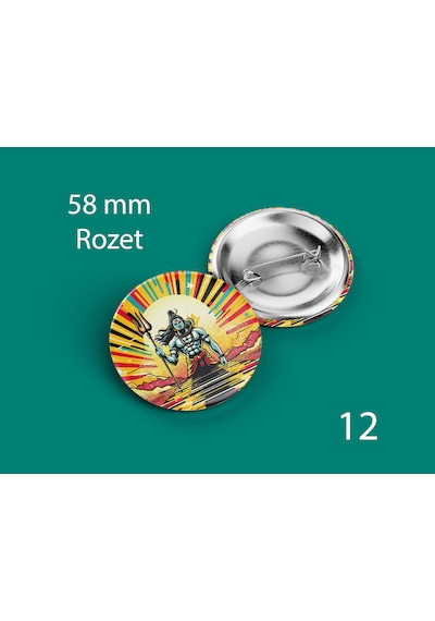 58 Mm Buton Rozet İğneli Çanta Kıyafet Rozeti Lord Şiva Çok Renkli