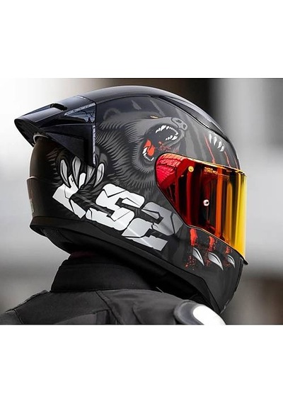 Ls2 Rapıd 2 Race Clawn Kapalı Motosiklet Kaskı Kırmızı Camlı Siyah