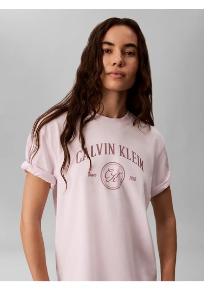 Calvin Klein Ss Relaxed Varsıty C, 3fs Pembe Kadın T-shirt