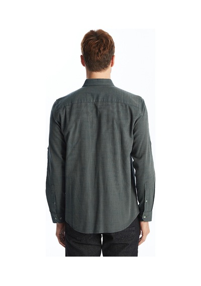 Lcwaıkıkı Classic Yeşil Regular Fit Uzun Kollu Armürlü Erkek Gömlek