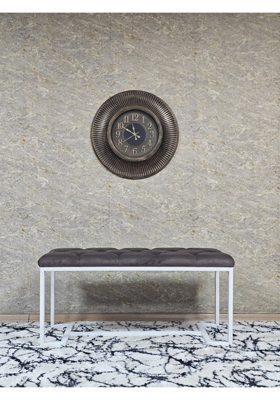 Zafir Beyaz Boyalı - L - Ayaklı 100 Cm X 38 Cm Oturak - Bench - Makyaj Taburesi - Makyaj Oturak Kahverengi