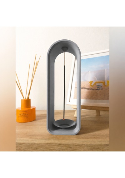 3d Baskı The Shrine Tütsülük - Modern Kemer Formlu Tütsü Tutucu-gri
