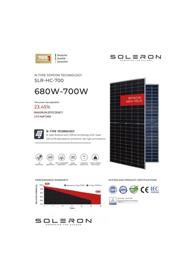 Soleron 750w Bıfacıal Topcon Güneş Paneli