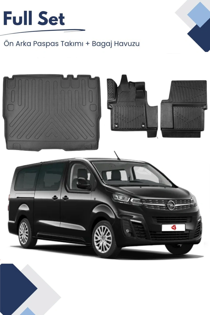 Opel Zafira Life 8+1 2023-2024-2025 Model Tam Uyumlu Paspas+bagaj Havuzu Seti
