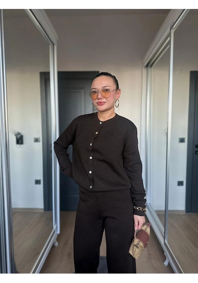 Keymoda Kadın Triko Hırka Koyu Kahve Kahverengi