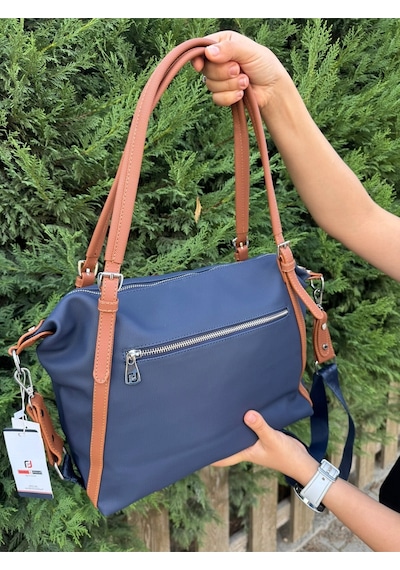 Just Polo Kadın Yeşil Taba Büyük Boy Lakost Kumaş El Ve Omuz Çantası P346037mh Yeşil - Taba