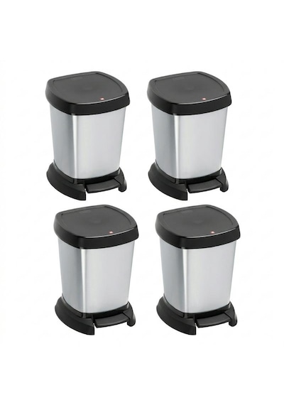 Paso Dekoratif Çöp Kutusu 6 L 4'lü Set - Gümüş