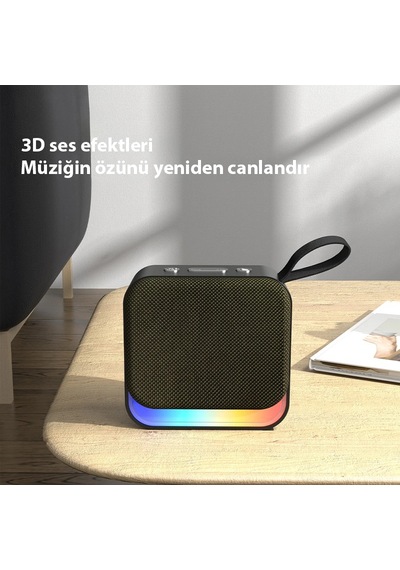 Rgb Işıklı Taşınabilir Bluetooth Hoparlör Mini Kablosuz Speaker