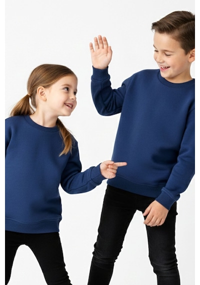 Zuzunga 2'li Basic Şardonlu Çocuk Sweatshirt Haki - Lacivert 9003