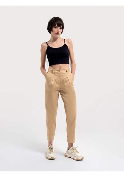 Slouchy Fit Kadın Pantolon Bej