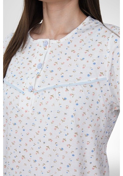 Mecit Pijama Mecit 6384 Mavi Büyük Beden Kadın Sabahlık Pijama Gecelik Seti